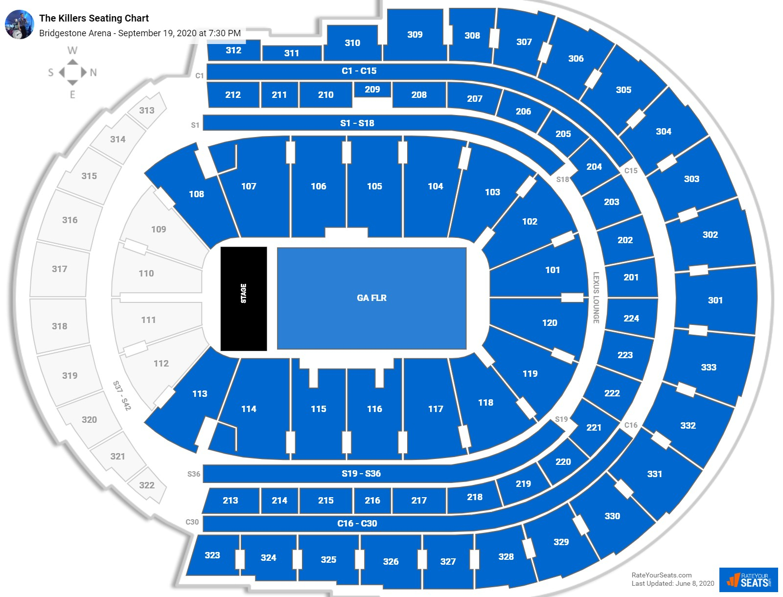 Bridgestone Arena Seat Chart Arena Seating Chart