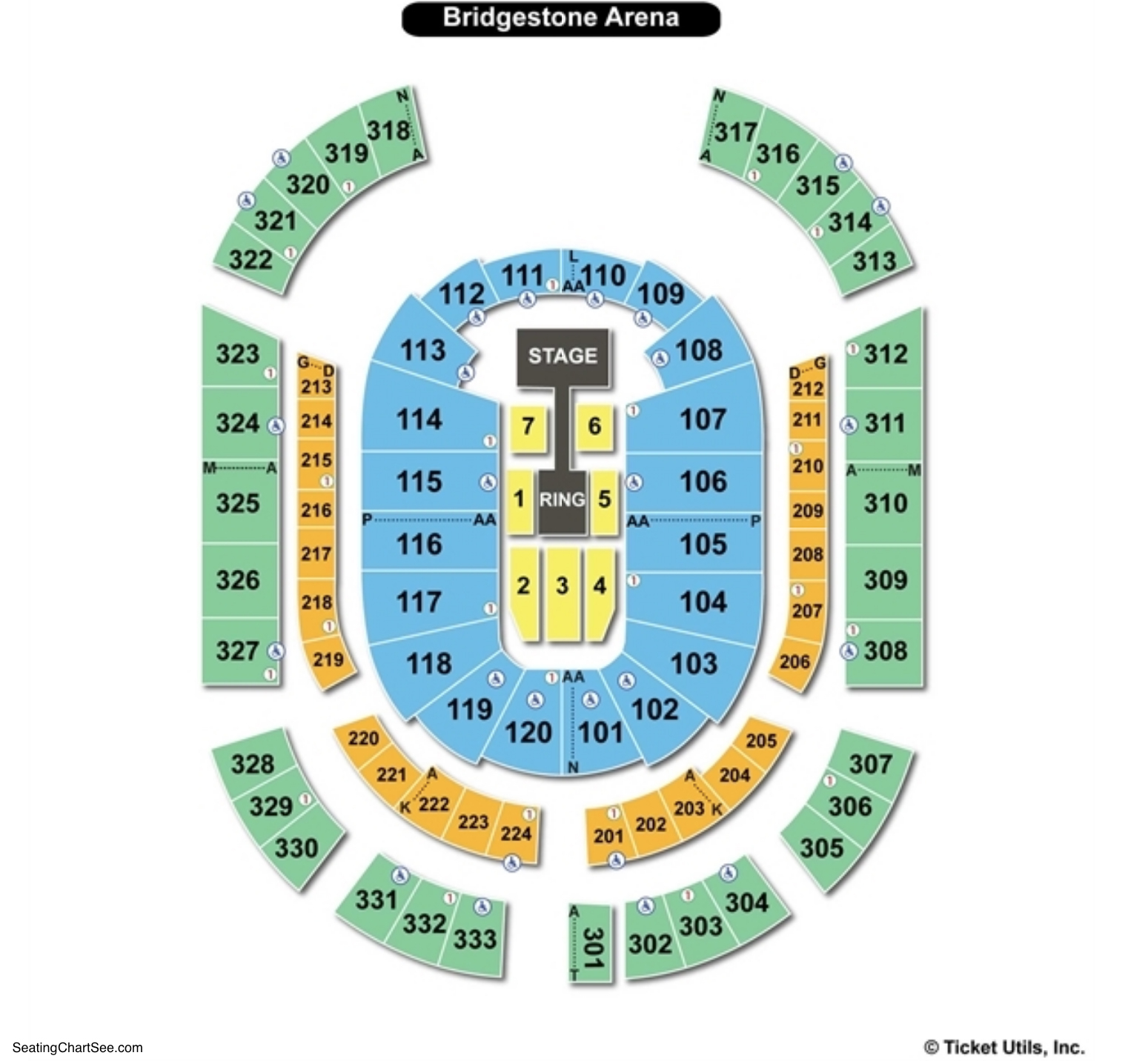 Bridgestone Arena Seating Chart Rows Seat Numbers And Club Seat Info Arena Seating Chart