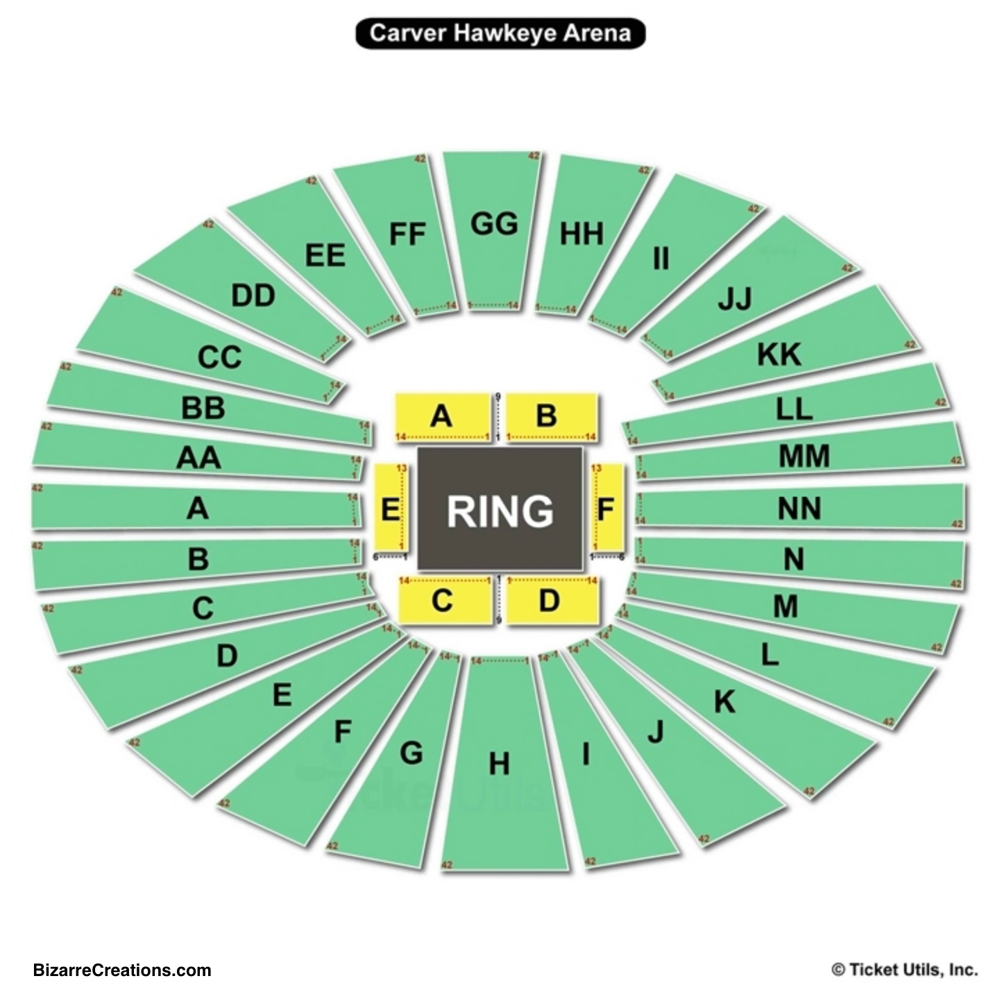 Carver Hawkeye Arena Seating Chart Number Of Rows Arena Seating Chart