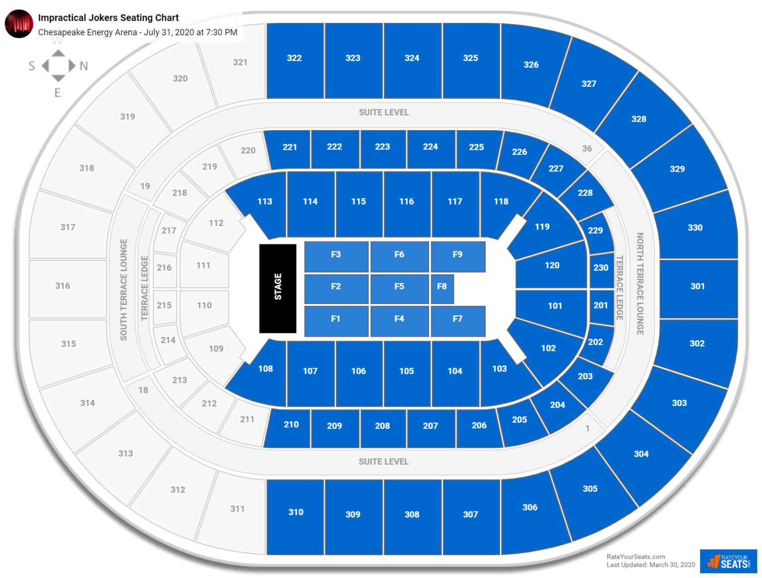 Chesapeake Energy Arena Seating Charts For Concerts RateYourSeats ...