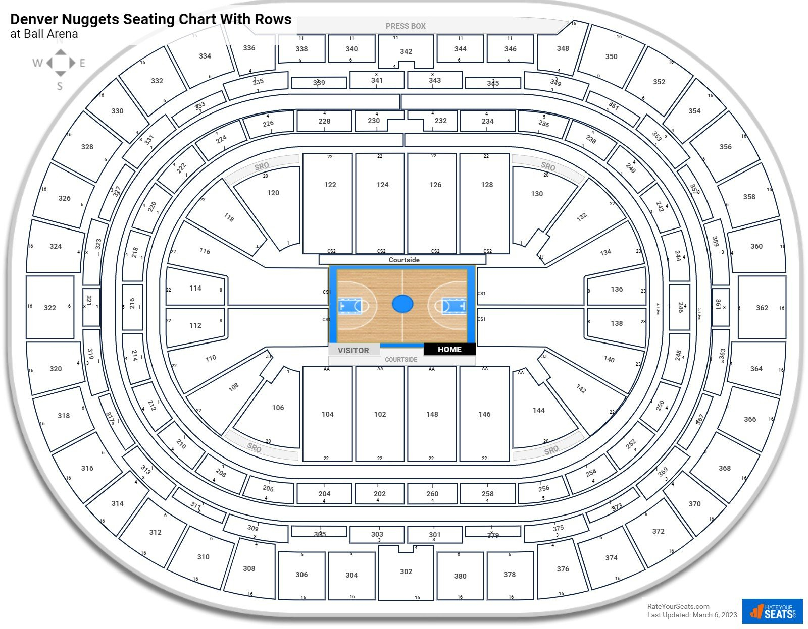 Ball Arena Seating Chart Nuggets Arena Seating Chart