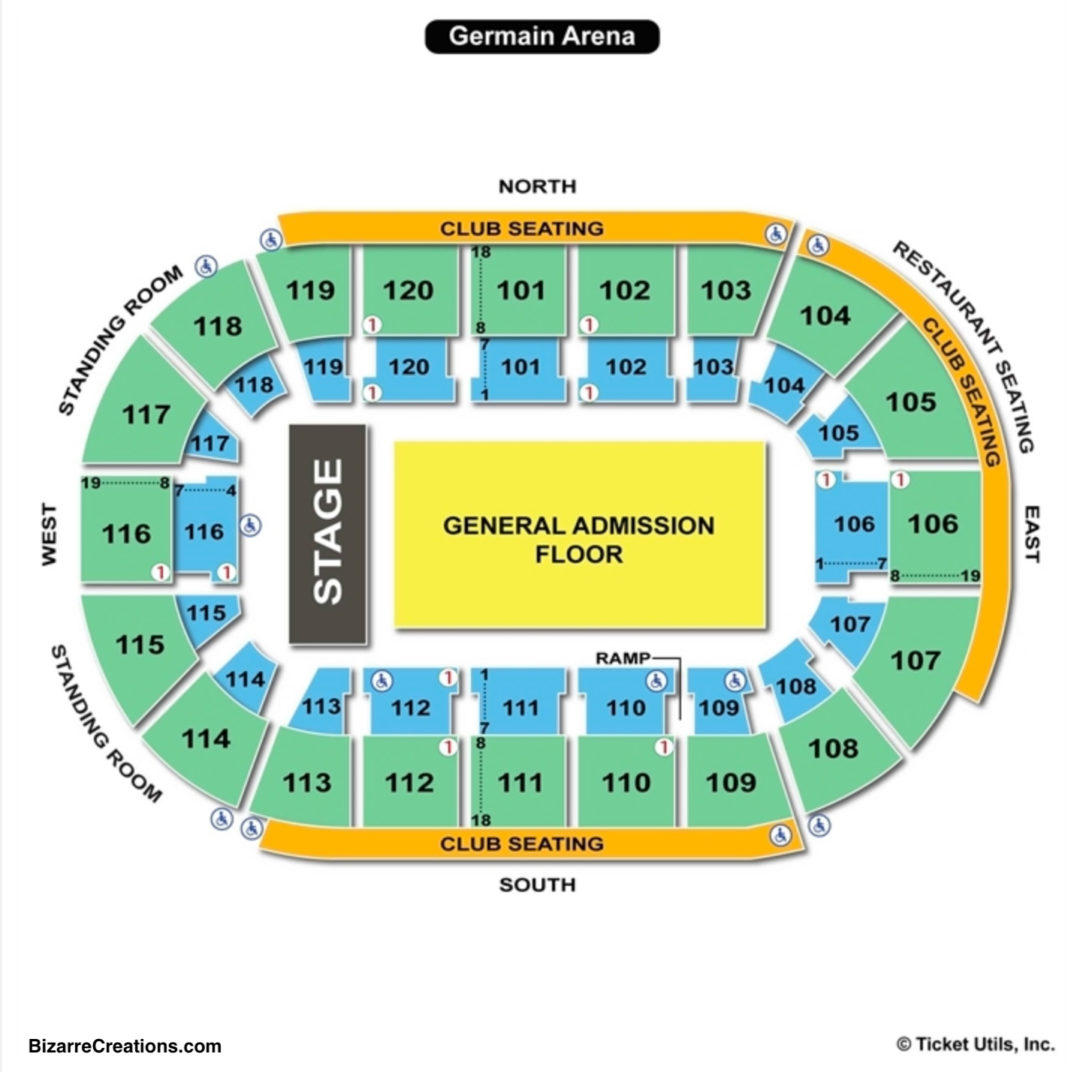 Germain Arena Seating Chart Seating Charts Tickets