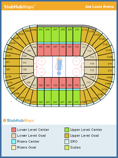Joe Louis Arena Seating Chart Pictures Directions And History 