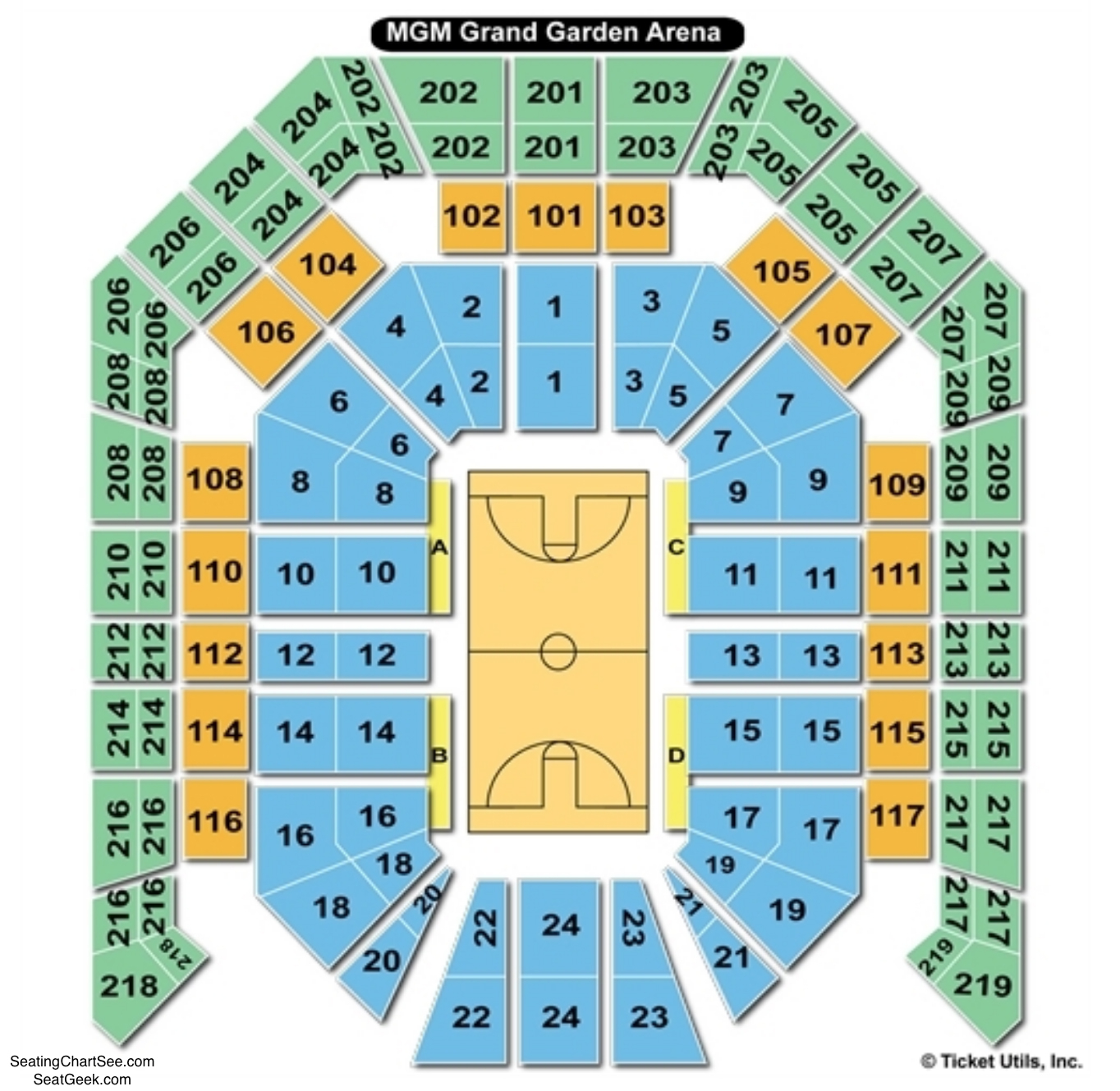 Mgm Grand Garden Arena Seating Chart Section 104 At Mgm Grand Garden 