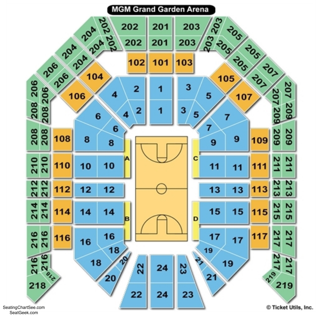 Mgm Grand Garden Arena Seating Chart Section 104 At Mgm Grand Garden
