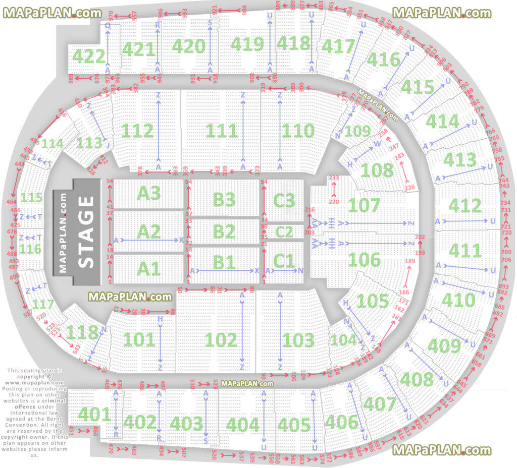 O2 Arena London Seating Plan Detailed Seat Numbers MapaPlan