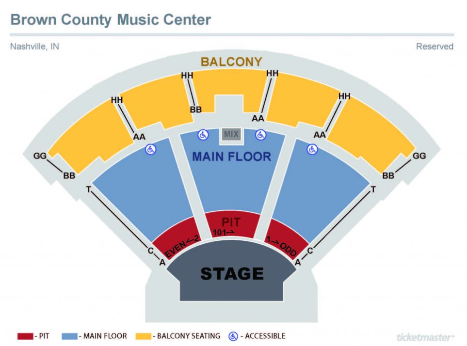 Seating Chart Brown County Music Center Nashville Indiana