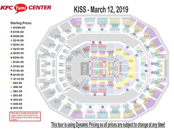 Seating Charts KFC Yum Center - Arena Seating Chart