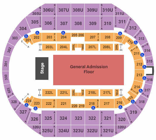 Von Braun Center Arena Seating Chart Map Huntsville