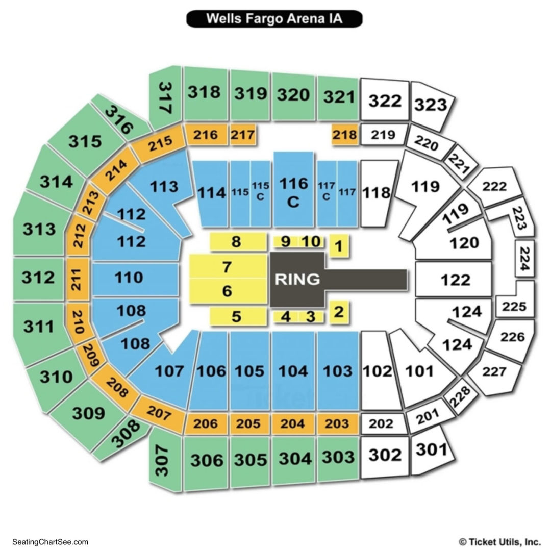 Wells Fargo Arena Seating Chart Des Moines Iowa Arena Seating Chart