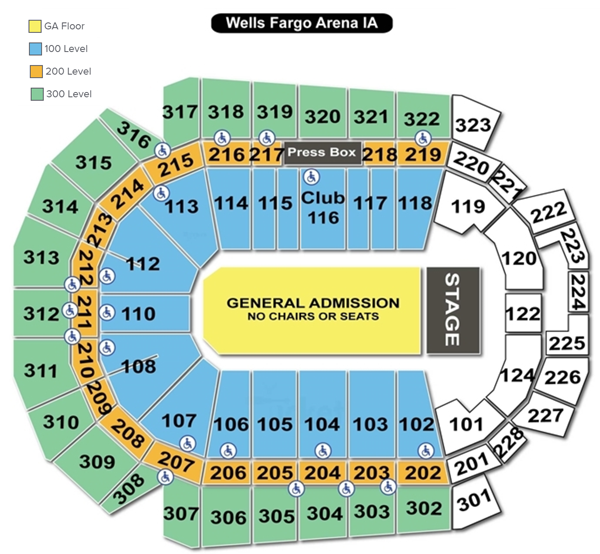 Wells Fargo Arena Seating Chart Wells Fargo Arena Des Moines Iowa